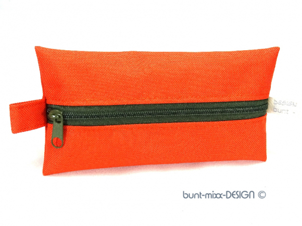 Täschchen ORANGE mit Reißverschluß khaki-grün, TaTüTa Inhalator Kosmetik wetbag, by BuntMixxDESIGN